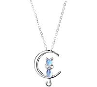 Moon Cat Necklace For Women, Sterling Silver Crescent Moon And Star Pendants Charm Cat Jewelry Gifts For Women Daughter Cat Lover Classic Clavicle Accessories,Y0136 Professional and Fashion