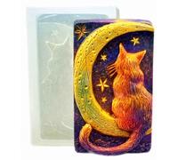 Moon Cat Silicone Soap Mould - Mystic Cat & Crescent Moon Design for Handmade Soap, Candles, Resin & Crafts