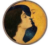 Moon Celestial Vintage Black Witchy Wall Art Decor 10x10inch, Dark Witchy Moody Wall Art, Circular Wall Art Framed Canvas Print Aesthetic Celestial Decor