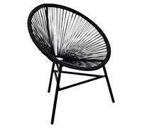 Moon Chair PE Rattan & Powder-Coated Steel Black 69x66x87 cm Outdoor Garden Seat