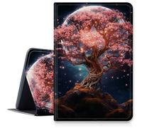 Moon Cherry Blossom Tree Case for 8.3 inch Apple iPad Mini 6 2021Release (6th Generation), Shockproof PU Leather Folding Adjustable Stand Case with Auto Sleep/Wake for ipad Mini 6