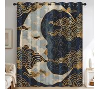 Moon Cloud Curtains 65 Drop & Home Decor, Boho Celestial Blackout Curtains for Living Room Bedroom Accessories, Eyelet Thermal Drapes 29.5 x 65 Inch 2 Panels G&-32