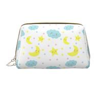 Moon Cloud Star Leather Hand-Held Zipper Makeup Bag Pen Case Stationery Box Lipstick Pouch Toiletry Bag