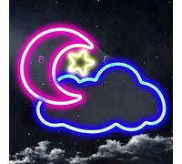 Moon Cloud Star Neon Light Sign, USB Powered Led Night Lights Signs for Wall Decor Kids' Bedroom Bar Wedding Party Decoration Christmas Birthday Gift