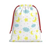 Moon Cloud Star Print Drawstring Gift Bag,Party Gift Bags,Reusable Christmas Drawstring Wrapping Bags