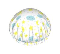 Moon Cloud Star Shower Cap For Men Cap Women Reusable Waterproof Long Thick Hair Care Hair Short Kids Bath