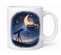 Moon Coffee Telescope Night Sky Astronomy Mug Cosmic Gift Mug