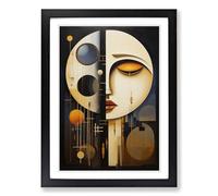 Moon Constructivism Framed Wall Art Print, Ready to Hang Picture for Living Room Bedroom Home Office, Black A2 (48 x 66 cm)