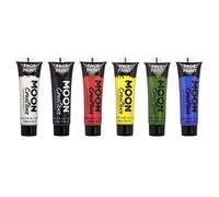 Moon Creations Face & Body Paint Tubes | Primary Set | 12ml | Ready to Use Face Paint | No Flake | Cruelty Free, Made in UK | Face Paint for Kids, Adults, Fancy Dress, Festivals, Halloween & More