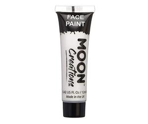 Moon Creations Face & Body Paint Tubes | White | 12ml | Ready to Use Face Paint | No Flake | Cruelty Free, Made in UK | Face Paint for Kids, Adults, Fancy Dress, Festivals, Halloween & More