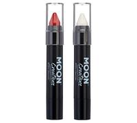 Moon Creations Face Paint Stick Body Crayons | England Flag Red & White Set | 3.2g | Sweat Proof & Water-Resistant Face Paint | Made in UK | For Kids, Adults, Fancy Dress, Festivals, Halloween, Joker