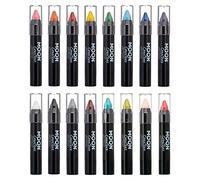 Moon Creations Face Paint Stick Body Crayons | Set of 16 | 3.2g | Sweat Proof & Water-Resistant Face Paint | Cruelty Free, Made in UK | For Kids, Adults, Fancy Dress, Festivals, Halloween