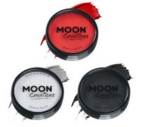 Moon Creations Halloween Makeup Set For Face & Body| Bright Red, White, Black Set | 36g | Professional Colour Paint Cake Pots for Face Painting | Face Paint For Kids, Adults, Halloween