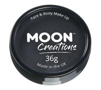 Moon Creations Pro Face & Body Makeup | Black | 36g | Professional Colour Paint Cake Pots for Face Painting | Face Paint For Kids, Adults, Fancy Dress, Festivals, Halloween