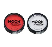 Moon Creations Pro Face Paint & Body Makeup | Red & White England Flag Euro 2025 | 36g | Professional Colour Paint Cake Pots Face Painting | Face Paint For Kids Adults, Fancy Dress, Halloween