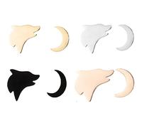Moon Crescent Stud Earrings for Women Stainless Steel Howling Wolf Dog Animal Earrings Girls Jewelry Gift 4Pcs Set