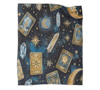 Moon Crystal Fleece Blankets for Adults And Children Tarot Art Anti-pilling Microfibre Soft And Warm for Sofa Bed TV Livingroom Outdoor Camping 40x50inch(100x130cm)