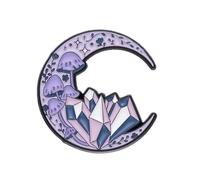 Moon & Crystal Mushroom Enamel Pin - 3x3cm Celestial Witchy Lapel Badge | Purple Pastel Aesthetic Brooch | Mystical Gift for Crystal Lovers & Collectors