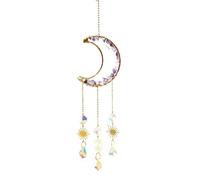 Moon Crystal Suncatcher Prism Sun Catcher Purple Raw Stone Crystals Light Wind Chimes Living Room Decor