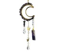 Moon Crystal Suncatcher with Raw Stone Stick - Hanging Butterfly Charm Window Decor for Sunlight Catcher & Energy Healing(N)