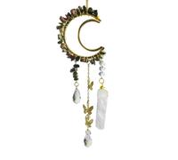 Moon Crystal Suncatcher with Raw Stone Stick - Hanging Butterfly Charm Window Decor for Sunlight Catcher & Energy Healing(I)