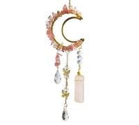 Moon Crystal Suncatcher with Raw Stone Stick - Hanging Butterfly Charm Window Decor for Sunlight Catcher & Energy Healing(R)