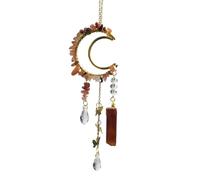 Moon Crystal Suncatcher with Raw Stone Stick - Hanging Butterfly Charm Window Decor for Sunlight Catcher & Energy Healing(E)