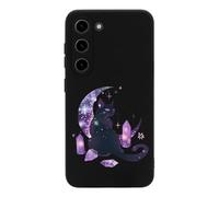 Moon Crystal Witchy Cute Black Cat Novelty Phone Cases Compatible With Galaxy S23/Plus/Ultra Slim TPU Protective Cover Case Printed Protector