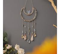Moon Crystals Tree of Life Dream Catchers,Natural Gem Agate Wall Hangings for Windows Garden Home Décor (New moon shape)