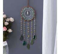 Moon Crystals Tree of Life Dream Catchers,Natural Gem Agate Wall Hangings for Windows Garden Home Décor (Green Aventurine)