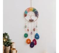 Moon Crystals Tree of Life Dream Catchers,Natural Gem Agate Wall Hangings for Windows Garden Home Décor (Tree of Life style B)