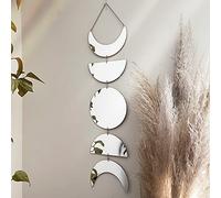 Moon Cycle Wall Decor | Acrylic Decorative Moon Phase Mirror Boho Wall Hanging | Bohemian Decor for Bedroom | Aesthetic Mirror Decorations for Living Room Moon Phases Art | Silver or Gold Wall Decor