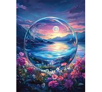 Moon Diamond Art Cross Stitch Kits for Adults, Flower Gem Art Diamond Painting Kit for Kids Beginners, 5D DIY Full Drill Crystal Embroidery Kits, Arts and Crafts for Adults, Home Decor, 40x50cm q-948