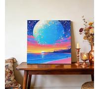Moon Diamond Art, Diamond Painting Ocean 60x80cm, 5D Full Round Drill Crystal Art Craft Kits Beginner Hobbies for Adults, Rhinestone Embroidery Gem Numbers Canvas Paintings for Home Room Decor s1001