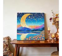 Moon Diamond Art, Diamond Painting Star 50x50cm, 5D Full Round Drill Crystal Art Craft Kits Beginner Hobbies for Adults, Rhinestone Embroidery Gem Numbers Canvas Paintings for Home Room Decor s1003