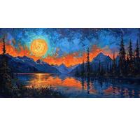 Moon Diamond Art Forest Diamond Painting Kits for Adults Beginner 5D DIY Full Round Drill Cross Stitch Kits for Adults Arts and Crafts for Bedroom Decor, Home Decor, Gifts 36x72inch -bby2603EO