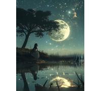 Moon Diamond Art Kits Adults, 5D Diamond Painting Starry Sky, DIY Adult Crafts, Full Drill Rhinestone Crystal Art and Crafts Picture, Mosaic Production, for Home Wall Decor Gifts 16x20in 4-6122
