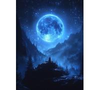 Moon Diamond Art Kits Adults, 5D Diamond Painting Starry Sky, DIY Adult Crafts, Full Drill Rhinestone Crystal Art and Crafts Picture, Mosaic Production, for Home Wall Decor Gifts 12x16in 4-6350