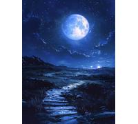 Moon Diamond Art Kits Adults, 5D Diamond Painting Starry Sky, DIY Adult Crafts, Full Drill Rhinestone Crystal Art and Crafts Picture, Mosaic Production, for Home Wall Decor Gifts 28x38in W-4064