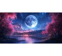 Moon Diamond Art Kits Adults, 5D Diamond Painting Tree 2026 Design New, Round Full Drill Crystal Art Kit, DIY Cross Stitch Painting Set for Gifts and Christmas Living Home Room Decor 50x100cm Z-433