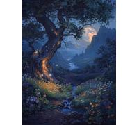 Moon Diamond Art Kits Adults, 5D Diamond Painting Tree, DIY Cross Stitch Kits for Adults, Full Drill Rhinestone Crystal Art Kits, Hobbies for Women, Room Decor, Gifts for Women 24x28in J-4171