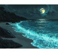Moon Diamond Art Kits Adults, 5D Ocean Diamond Painting Kits for Adults Beginner, DIY Square Drill Crystal Art Embroidery Cross Stitch Pictures for Home Wall Decor, Gifts for Women 80x60cm L0-1203