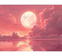 Moon Diamond Art Kits Adults, 5D Ocean Diamond Painting Kits for Adults Beginner, DIY Square Drill Crystal Art Embroidery Cross Stitch Pictures for Home Wall Decor, Gifts for Women 90x70cm L0-327
