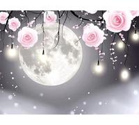 Moon Diamond Art Kits for Adults, Diamond Painting Flower 5D Full Round Drill Crystal Art Kits for Adults Beginners, Rhinestones Embroidery Arts and Crafts for Home Wall Decor, Gifts 45x60cm, Model493