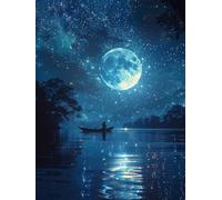 Moon Diamond Art Kits, Starry Sky 5D Diamond Painting Kits for Adults, DIY Crystal Art Painting Pictures, Full Drill Crystal Embroidery Cross Stitch for Home Wall Decor, Gifts for Women 28x38in 3-3615