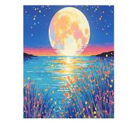 Moon Diamond Art Ocean Diamond Painting Kit 20x24 Inch, Full Drill Crystal Art Craft Kits Beginner Adults Hobbies for Women, Colorful Rhinestone Square Gem Canvas Paintings for Home Wall Decor Lq1116