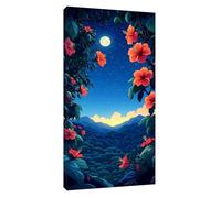 Moon Diamond Art Painting, Flower Large Diamond Painting Kits for Adults, 5D DIY Full Drill Cross Stitch Crystal Arts Crafts Pictures Embroidery Kit, Gifts for Girls Home Wall Decor 24x12inch t-8672