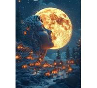 Moon Diamond Art Painting Kits for Adults Kids, 5D Full Round Drill Small Town Diamond Painting, DIY Crystal Art Mosaic Kit for Adults Beginners, for Home Wall Christmas Decorations 80X110cm T-13
