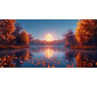 Moon Diamond Art, Pattern Autumn Diamond Painting Kits for Adults 5D DIY Full Round Drill Gem Crystal Art Kits Crafts for Adults Beginner for Home Decor, Room Decor, Gifts 40 * 80cm -bby2603J5