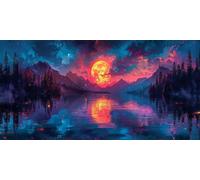 Moon Diamond Art, Pattern Landscape Diamond Painting Kits for Adults 5D DIY Full Round Drill Gem Crystal Art Kits Crafts for Adults Beginner for Home Decor, Room Decor, Gifts 16x32inch -bby2603SC